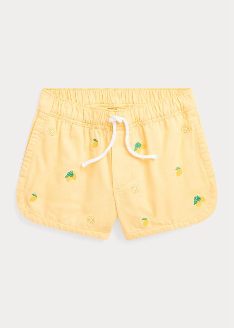 ラルフ ローレン ショーツ ガール 黄色 1.5-6.5 年 Lemon-motif コットン Twill GEYZB5184